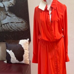 Alexis Red Bishop Sleeve Buttoned Dress